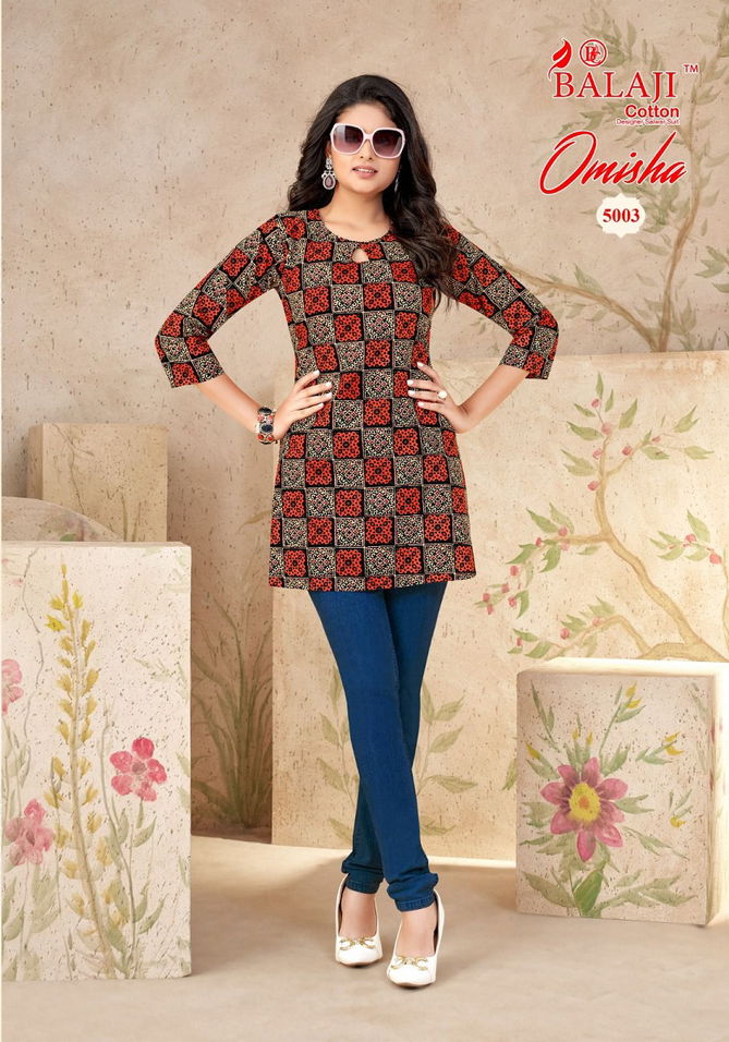 Omisha Vol 5 By Balaji Cotton Tunic Style Short Kurti Wholesale Shop In Surat